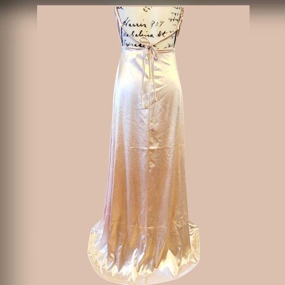 Windsor Laurel Lace-Up A-Line Slit Satin Formal Dress - Picture 10 of 13